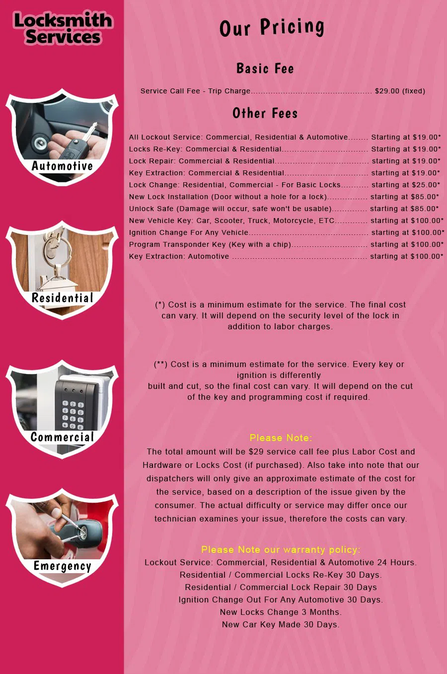 Demarest NJ Locksmith Store Demarest, NJ 201-402-6144 - price-list-c-18